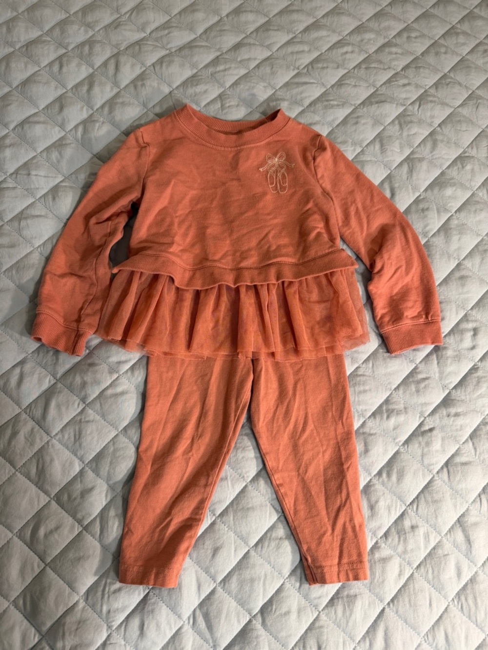 Carter's Coral Pink Girls Two-Piece Tulle Tunic & Leggings Set